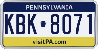 PA license plate KBK8071
