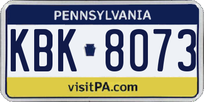 PA license plate KBK8073