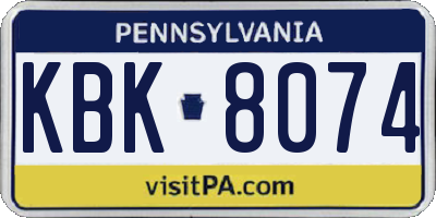 PA license plate KBK8074