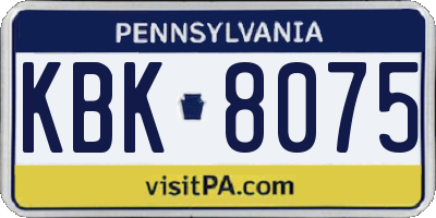 PA license plate KBK8075