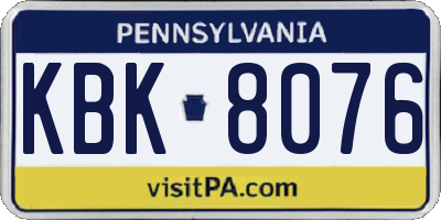 PA license plate KBK8076
