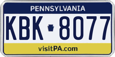 PA license plate KBK8077