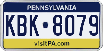 PA license plate KBK8079