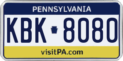 PA license plate KBK8080