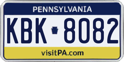 PA license plate KBK8082