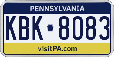 PA license plate KBK8083