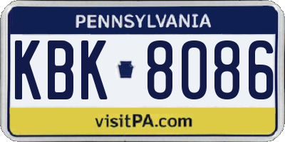 PA license plate KBK8086