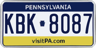PA license plate KBK8087