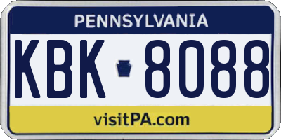 PA license plate KBK8088