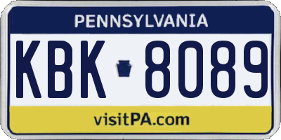 PA license plate KBK8089