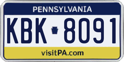 PA license plate KBK8091