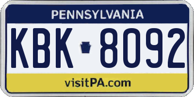 PA license plate KBK8092