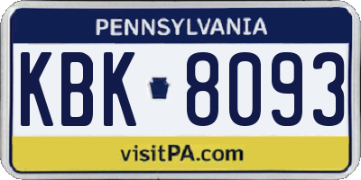 PA license plate KBK8093