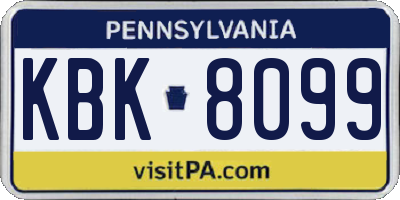PA license plate KBK8099