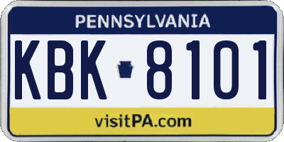 PA license plate KBK8101