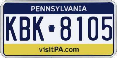 PA license plate KBK8105