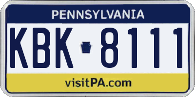 PA license plate KBK8111