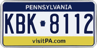 PA license plate KBK8112