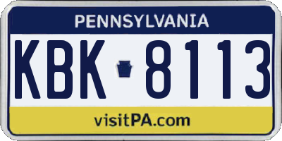 PA license plate KBK8113