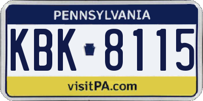 PA license plate KBK8115