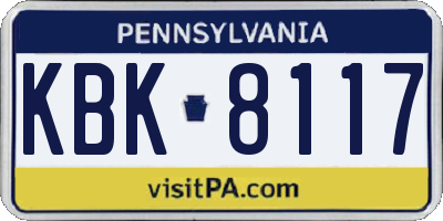 PA license plate KBK8117
