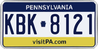 PA license plate KBK8121