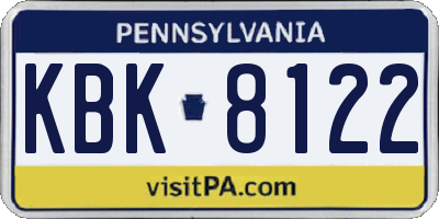 PA license plate KBK8122