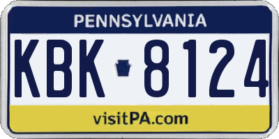 PA license plate KBK8124