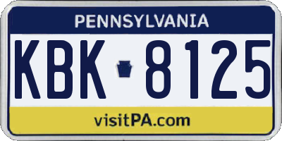 PA license plate KBK8125