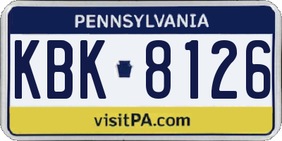 PA license plate KBK8126