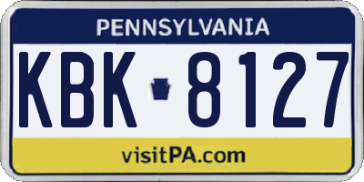PA license plate KBK8127