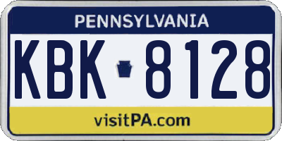 PA license plate KBK8128
