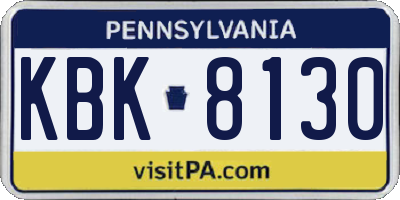 PA license plate KBK8130