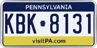 PA license plate KBK8131
