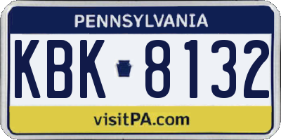 PA license plate KBK8132