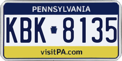 PA license plate KBK8135