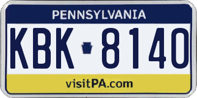 PA license plate KBK8140