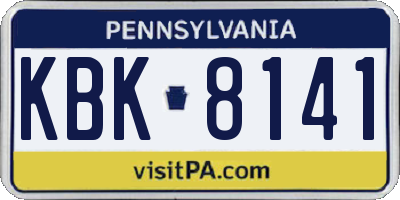 PA license plate KBK8141