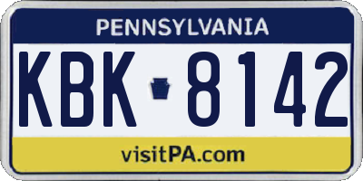 PA license plate KBK8142