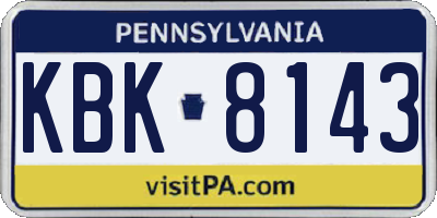PA license plate KBK8143