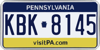 PA license plate KBK8145