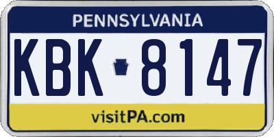 PA license plate KBK8147