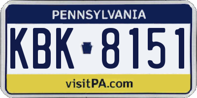 PA license plate KBK8151