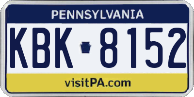 PA license plate KBK8152
