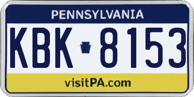 PA license plate KBK8153