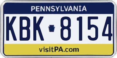 PA license plate KBK8154