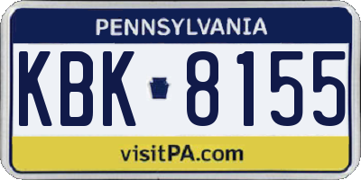 PA license plate KBK8155