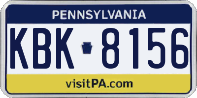 PA license plate KBK8156