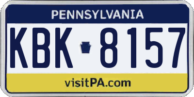 PA license plate KBK8157