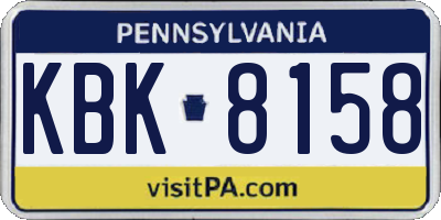 PA license plate KBK8158